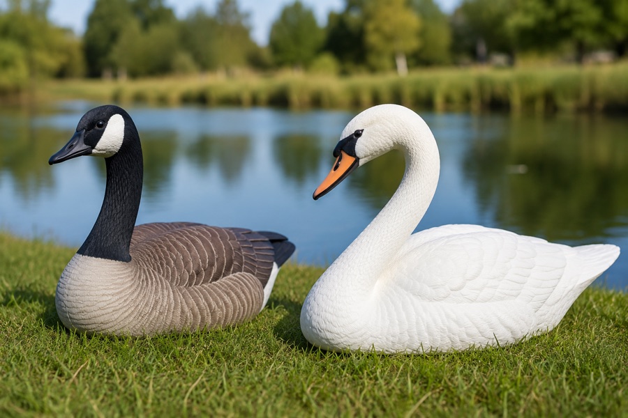 Goose and swan decoys
