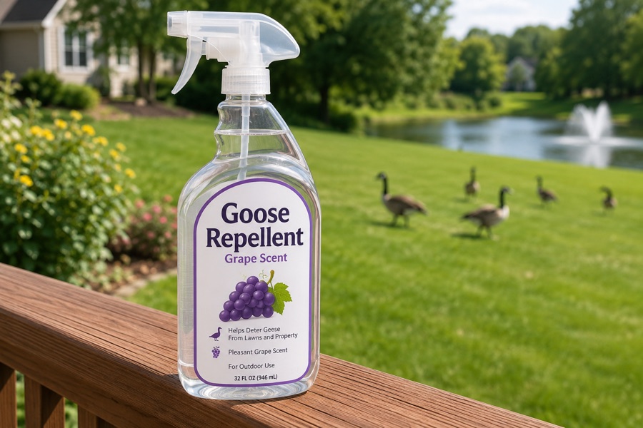 Grape-scent goose repellent spray
